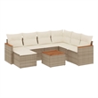 vidaXL 8 Piece Solid Acacia Wood Large Sofa Set in White/Cream/Beige