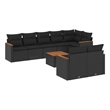 vidaXL 9 Piece Solid Acacia Wood Sofa Set in Black