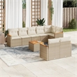 vidaXL 9 Piece Solid Acacia Wood Sofa Set in White/Cream/Beige