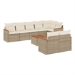 vidaXL 9 Piece Solid Acacia Wood Sofa Set in White/Cream/Beige