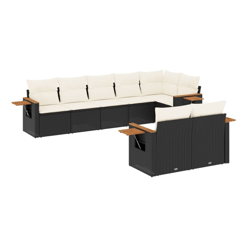 vidaXL 8 Piece Solid Acacia Wood Small Sofa Set in Black