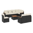 vidaXL 9 Piece Solid Acacia Wood Small Sofa Set in Black/White/Cream