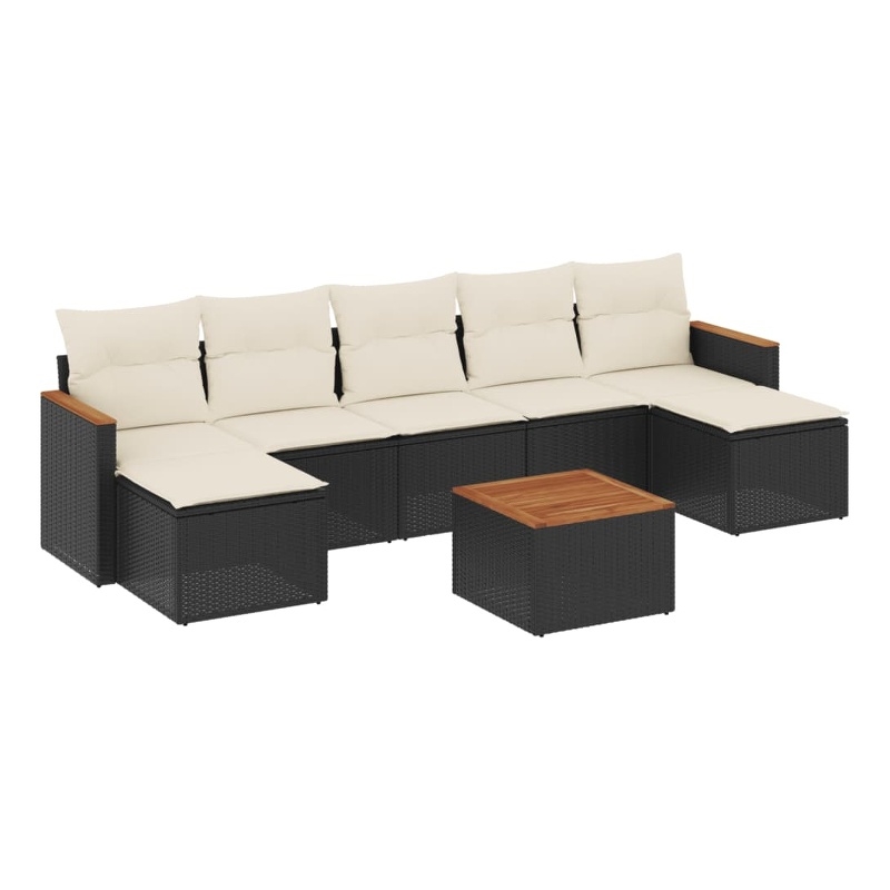 vidaXL 8 Piece Solid Acacia Wood Sofa Set in Black