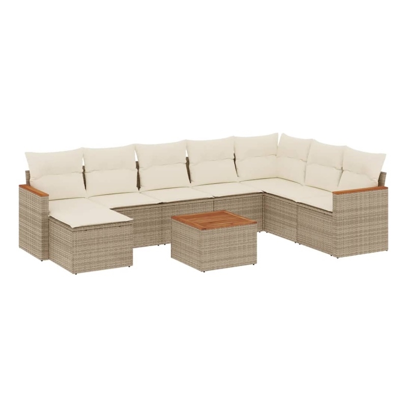vidaXL 9 Piece Solid Acacia Wood Sofa Set in Beige