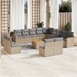 vidaXL 14 Piece Solid Acacia Wood Small Sofa Set in Gray/Beige