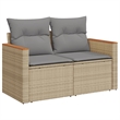 vidaXL 11 Piece Solid Acacia Wood Sofa Set in Gray/Beige