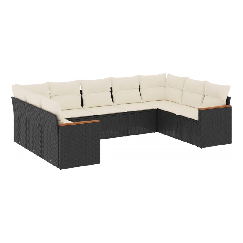 vidaXL 9 Piece Steel Sofa Set in Black/White/Cream