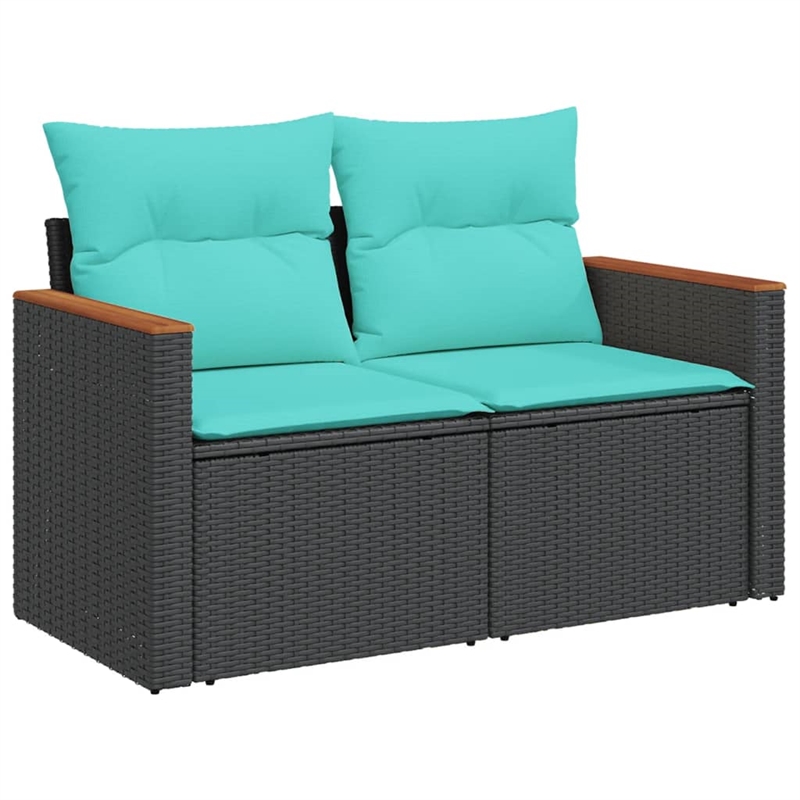vidaXL 9 Piece Poly Rattan Patio Sofa Set in Black/Blue
