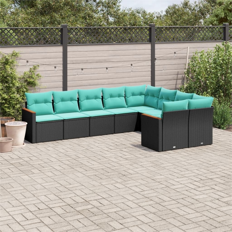vidaXL 9 Piece Steel Patio Sofa Set in Black
