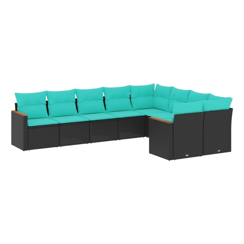 vidaXL 9 Piece Steel Patio Sofa Set in Black