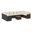 vidaXL 11 Piece Solid Acacia Wood Sofa Set in Black/White/Cream