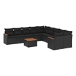 vidaXL 11 Piece Solid Acacia Wood Sofa Set in Black