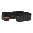 vidaXL 11 Piece Solid Acacia Wood Sofa Set in Black