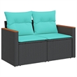 vidaXL 9 Piece Poly Rattan Patio Sofa Set in Black/Blue
