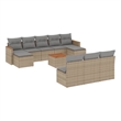 vidaXL 11 Piece Solid Acacia Wood Small Sofa Set in Beige
