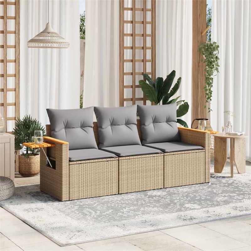 vidaXL 3 Piece Solid Acacia Wood Furniture Set in Gray/Beige
