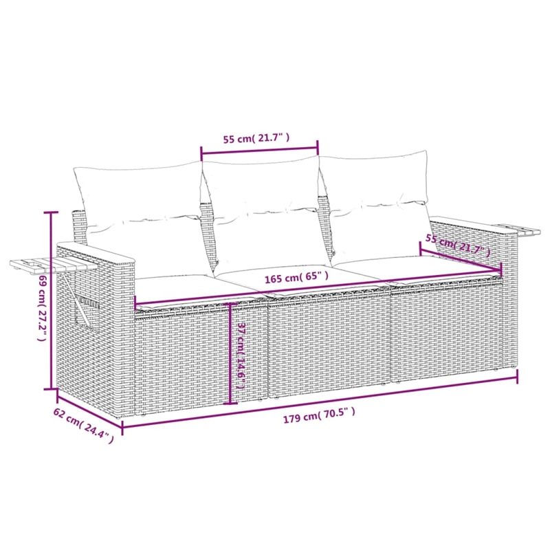 vidaXL 3 Piece Solid Acacia Wood Furniture Set in Gray/Beige
