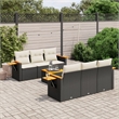 vidaXL Solid Acacia Wood Small Sofa Set in Black/White/Cream