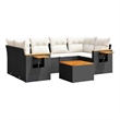 vidaXL 7 Piece Solid Acacia Wood Sofa Set in Black/White/Cream