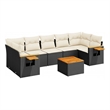 vidaXL 8 Piece Solid Acacia Wood Sofa Set in Black/Cream
