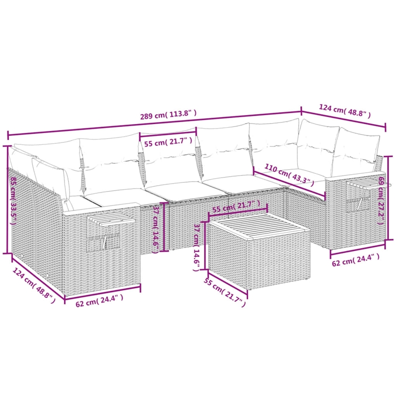 vidaXL 8 Piece Solid Acacia Wood Furniture Set in Gray/Beige