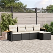 vidaXL 5 Piece Solid Acacia Wood Sofa Set in Black/White/Cream