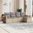 vidaXL 5 Piece Solid Acacia Wood Sofa Set in Gray/Beige