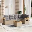 vidaXL 6 Piece Solid Acacia Wood Sofa Set in Gray/Beige