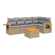 vidaXL 6 Piece Solid Acacia Wood Sofa Set in Gray/Beige