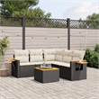 vidaXL 6 Piece Solid Acacia Wood Sofa Set in Black/Cream