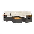 vidaXL 6 Piece Solid Acacia Wood Sofa Set in Black/Cream