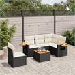 vidaXL 6 Piece Solid Acacia Wood Sofa Set in Black/White/Cream