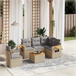 vidaXL 6 Piece Solid Acacia Wood Sofa Set in Gray/Beige