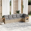 vidaXL 6 Piece Solid Acacia Wood Sofa Set in Gray/Beige