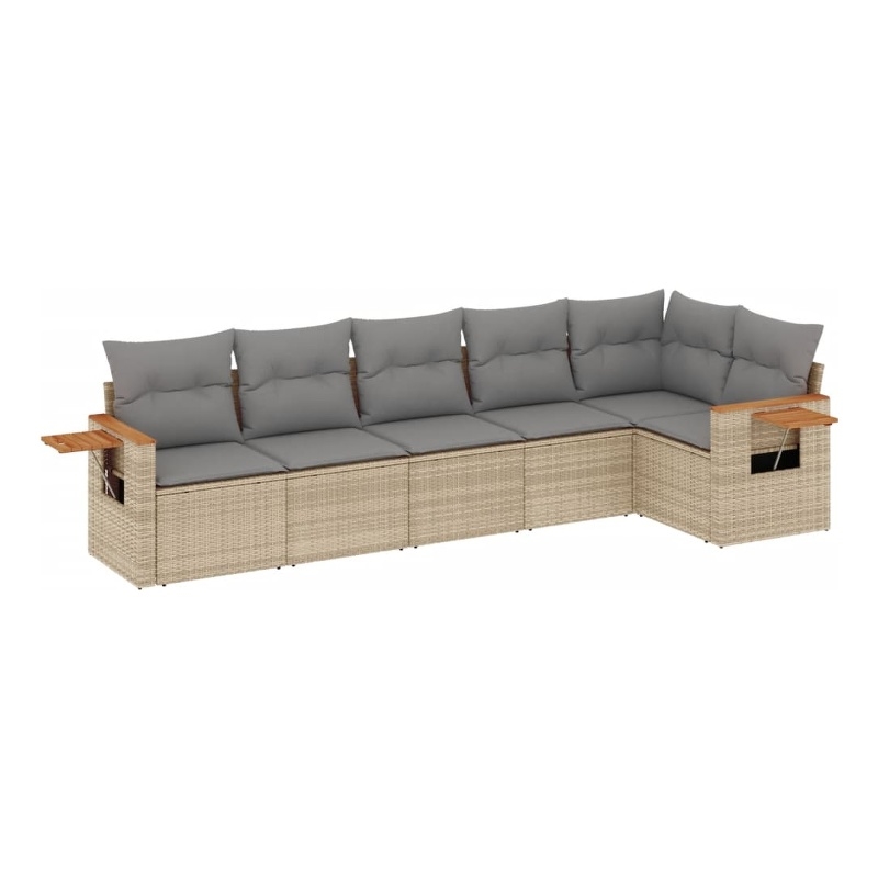 vidaXL 6 Piece Solid Acacia Wood Sofa Set in Gray/Beige