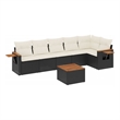 vidaXL 7 Piece Solid Acacia Wood Sofa Set in Black/White/Cream