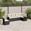 vidaXL 6 Piece Poly Rattan Sofa Set in Black/White/Cream