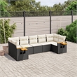 vidaXL 7 Piece Steel Sofa Set in Black/White/Cream