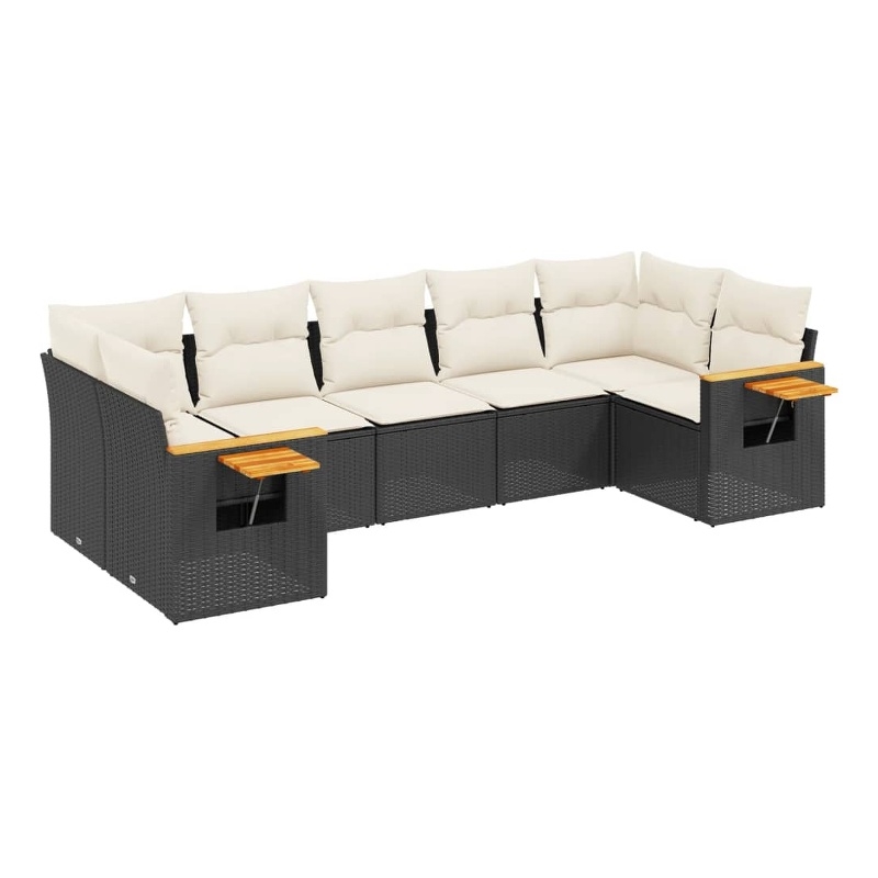 vidaXL 7 Piece Steel Sofa Set in Black/White/Cream