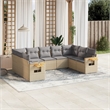 vidaXL 9 Piece Solid Acacia Wood Sofa Set in Gray/Beige