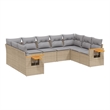 vidaXL 9 Piece Solid Acacia Wood Sofa Set in Gray/Beige