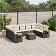 vidaXL 10 Piece Solid Acacia Wood Sofa Set in Black