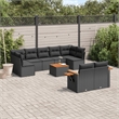 vidaXL 10 Piece Solid Acacia Wood Sofa Set in Black