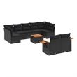 vidaXL 10 Piece Solid Acacia Wood Sofa Set in Black