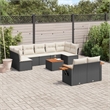 vidaXL 10 Piece Solid Acacia Wood Sofa Set in Black