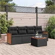 vidaXL 5 Piece Solid Acacia Wood Sofa Set in Black