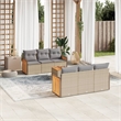vidaXL 7 Piece Solid Acacia Wood Small Sofa Set in Gray/Beige