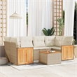 vidaXL 7 Piece Solid Acacia Wood Sofa Set in Cream/Beige