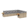 vidaXL 9 Piece Solid Acacia Wood Sofa Set in Gray/Beige