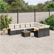 vidaXL 10 Piece Steel Large Sofa Set in Black/White/Cream